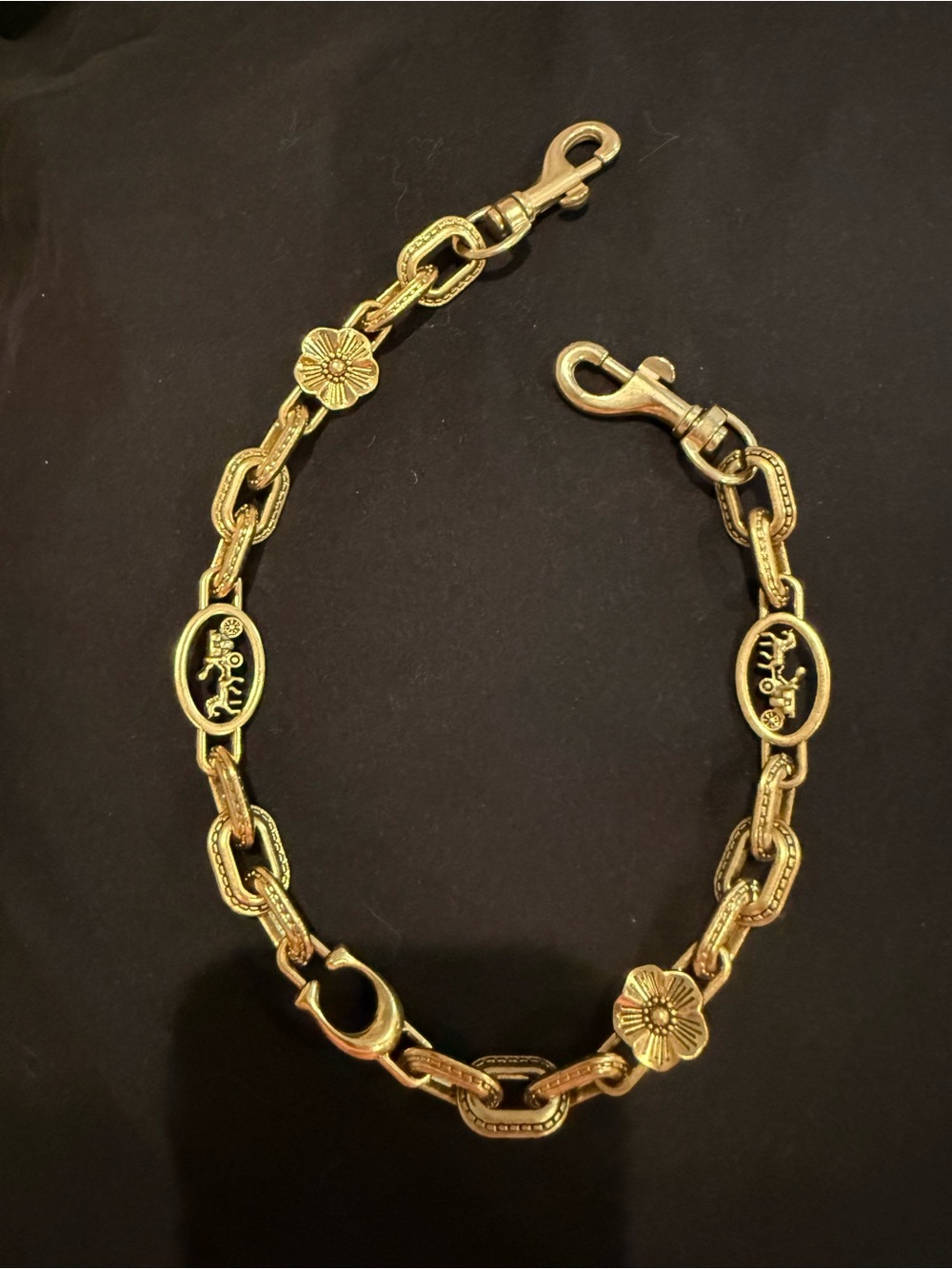 Coach Gold-Tone Floral Link Bracelet